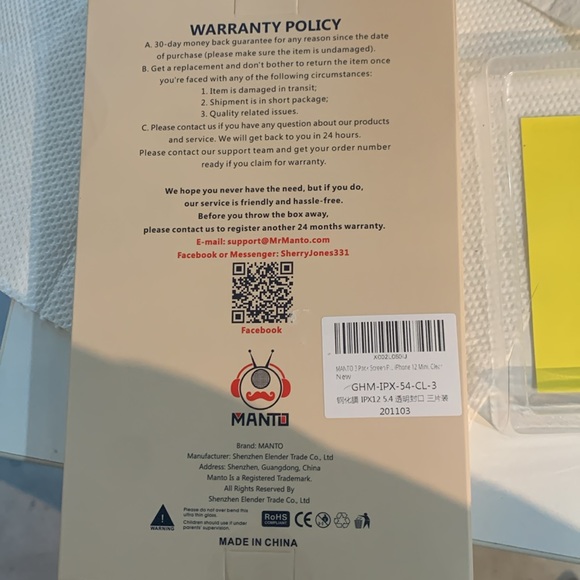 Manto iPhone 12 Mini screen protector 2 new packages of 3. (total of 6) - Picture 3 of 3